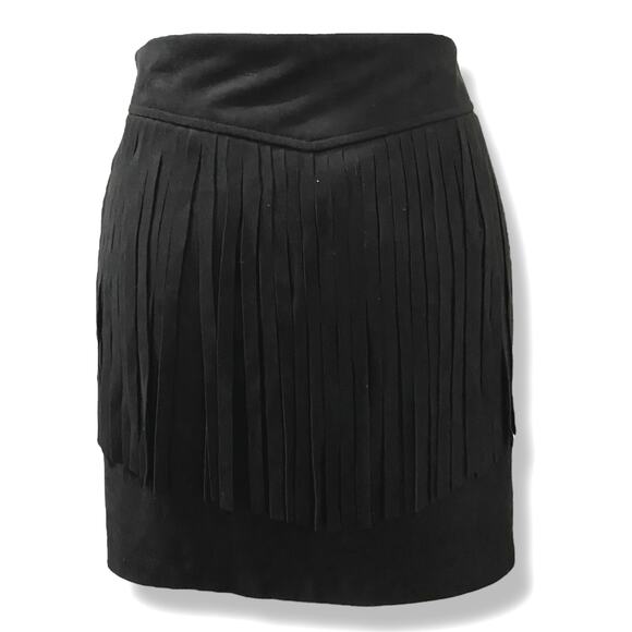 New With Tags JACK Mini Skirt  Size 6 Faux Suede with  Long Fringe - Picture 1 of 9